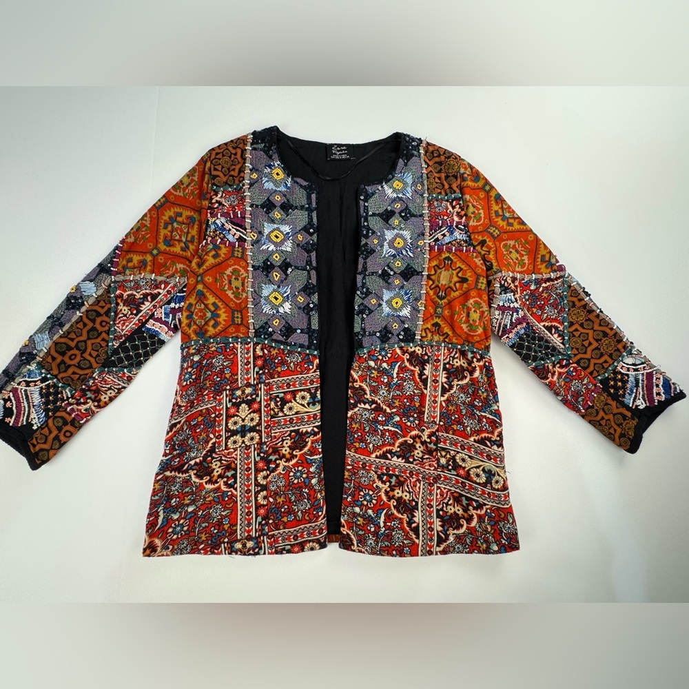 Zara Trafaluc Indian Beaded Embellished Banjara Style Blazer US/euro S Patchwork